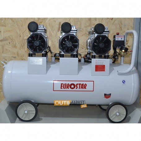Compresseur silencieux 100L 3x0.75HP - EUROSTAR