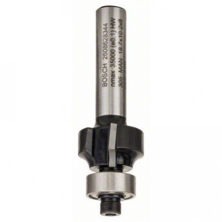 Fraise à arrondir avec roulement à billes, à 2 tranchants, queue 8mm - Rayon (R1) 3.0mm