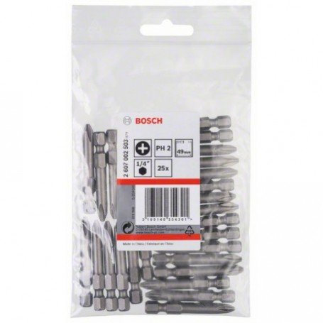 25 Embout de vissage court et long cruciforme Phillips, qualité extra dure PH2 Longueur 49mm BOSCH