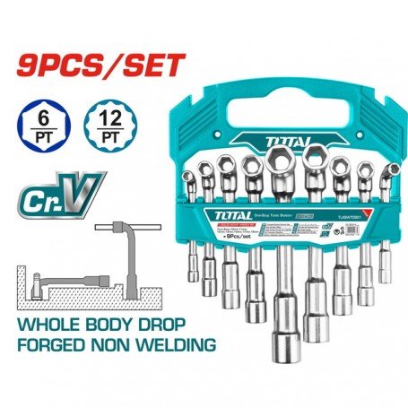 Jeu de 9 clés à pipe total