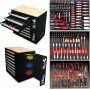 SERVANTE D'ATELIER KRAFTMULLER 591 pièces 9 TIROIRS DONT 7 REMPLIS D’OUTILS PLATEAU BOIS