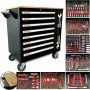 SERVANTE D'ATELIER KRAFTMULLER 591 pièces 9 TIROIRS DONT 7 REMPLIS D’OUTILS PLATEAU BOIS
